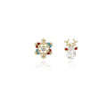 Multicolor Snowflake and Reindeer Mismatched Stud Earrings view 5