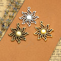 Curled Ray Sun Metal Charm in 4 Decorative Finishes view 1