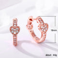 Heart Pave CZ Huggie Hoop Earrings Silver Rose Gold view 5