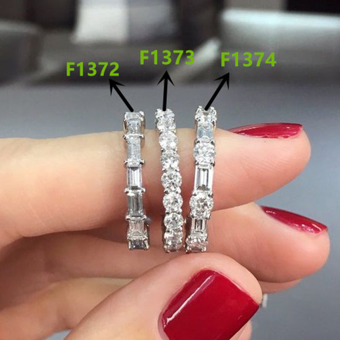 Silver Tone Crystal Eternity Band Rings in Three Styles