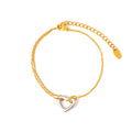 Gold Chain Hollow Heart Bracelet And Necklace Two Tone Set view 5