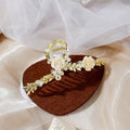Purple Rose Floral Branch Pearl Look Decorative Hair Claw view 3