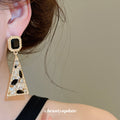 Black Crystal Geometric Triangle Drop Stud Earrings view 3