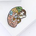 Colorful Anatomical Brain Brooch With Polished Metal And Sculpted Decorative Details view 3
