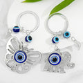 Silver-Tone Evil Eye Print Elephant Heart Butterfly Keychain view 1
