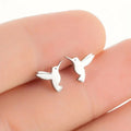 Mini Hummingbird Stud Earrings Flat Silhouette Metal Pair view 1