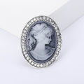 Woman Profile Cameo Brooch in Gray Silver or Beige Gold view 6