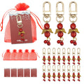 Red Bead Angel Wings Jingle Bells Gold Clasp Keychain view 1