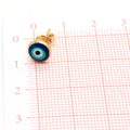 Gold Tone Round Blue Evil Eye Stud Earrings with Push Backs view 2