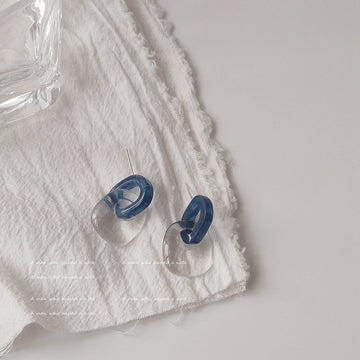 Blue Clear Interlocking Acrylic Geometric Stud Earrings