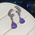 Purple Crystal Statement Earrings in Four Designs with Crystal Accents view 4