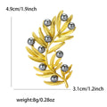 Matte Leaf Branch Brooch in Gold or Silver With Pearl Buds view 6