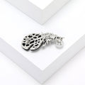 Iridescent Shell Leaf Pearl Drop Brooch in Iridescent Silver view 2