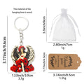 Winged Angel Red Roses Wood Keychain Silver Split Ring view 2