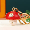 Red Jeweled Mushroom Keychains in Three Plain Braided and Fortune Loop Options view 3