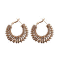 Clear Stone Wide C Hoop Earrings in Gold and Silver view 5