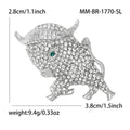 Crystal Bull Brooch in Gold and Silver Tones for Jackets, Coats, and Scarves view 7