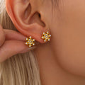 Gold Snowflake Zircon Necklace Bracelet Stud Earrings Set view 4