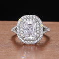 Silver Tone Square Double Halo Crystal Ring view 4