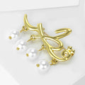 Gold Pray Script Pearl Drop Brooch in 1 Style Metal Pin view 3