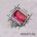 Pink Rectangular Halo Cubic Zirconia Cocktail Ring, Silver-Tone Brass view 4