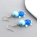 Silver Tone Colorful Turtle Figure Resin Hook Earrings view 3