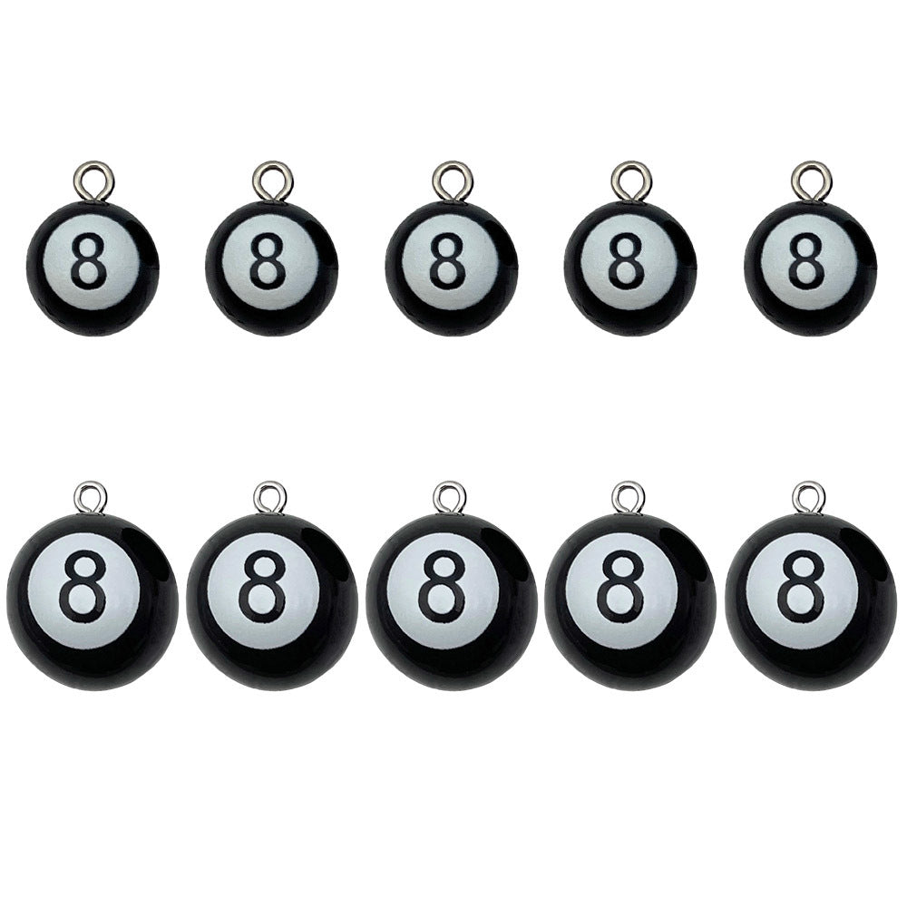 Acrylic Black 8 Billiard Ball Charm Pendant for DIY Keychain Bag and Clothing Decor