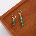 Green Bamboo Segment Gold Tone Compact Small Huggie Earrings view 4