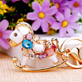 Multicolor Jeweled Rocking Horse Keychain with White Enamel view 1