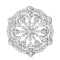 Round Crystal Filigree Brooch in Gold or Silver Tone view 2