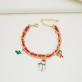Six Christmas Charm Ribbon Woven Gold Chain Bracelets view 8