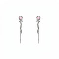 Pink Heart Crystal Long Chain Tassel Stud Earrings view 5