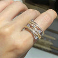 Two Tone Multi Row Cross Clear Stone Ring Sizes 6-10 view 3