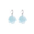 Four Color Crackle Petal Cluster Silver C Hoop Earrings view 5