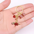 Gold XOXO Heart Rose Enamel Charm Split Ring Keychain view 3