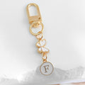 Enamel Butterfly Initial Letter Charm Keychain in White and Pink view 10
