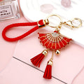 Enamel Folding Fan Keychains in Five Colors with Double Tassels view 7