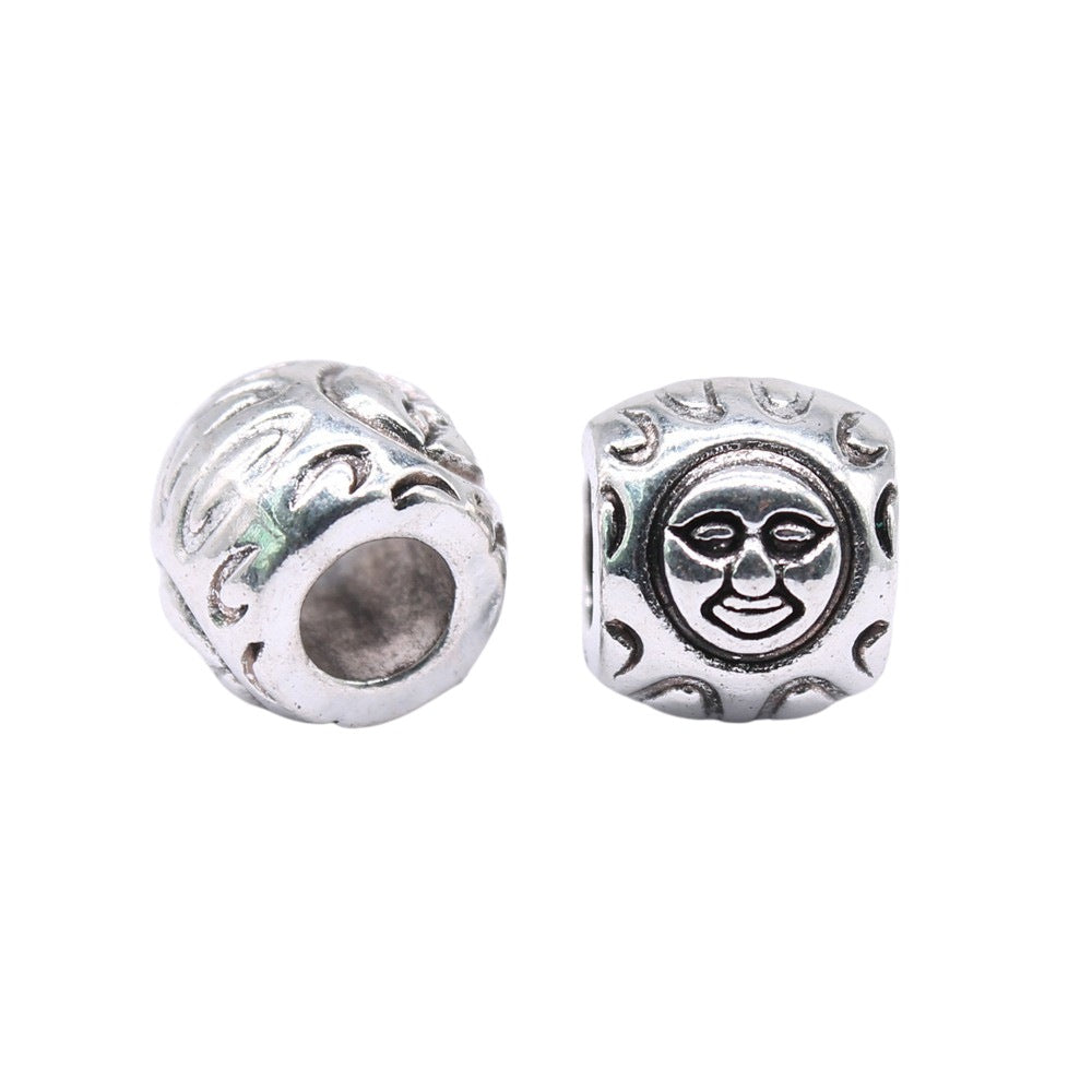 9x10x10mm 2.8g Antique Silver Zinc Alloy Sun Large Hole Bead for DIY Necklace Bracelet Making