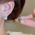 Gold and Silver Tone Pearl Firework Cluster Stud Earrings view 4