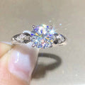 Silver Round Clear Solitaire Side Stone Ring Alloy view 1