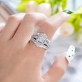 Square Cluster Three-Band Ring Set In Silver And Gold Tones view 3