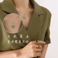 Natural Stone Square Bezel Pendant Necklace Gold Or Steel view 7