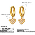 Gold Tone Pave Heart Drop Hoop and Leverback Earrings view 6