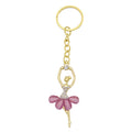 Ballerina Dancer Keychain Rhinestone Gold Ring Nine Colors view 12
