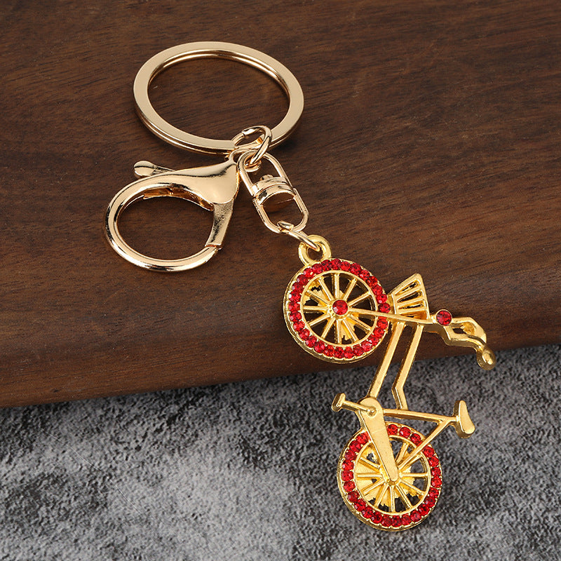 Bicycle Rhinestone Keychain Sport Bike Charm for Keys and Bags