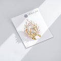 Gold Tone Crystal Wheat Wreath Bow Metal Brooch Pin view 5
