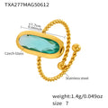 Gold Twisted Open Ring Oval Czech Glass Stone Colors view 11