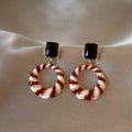 Black Square And Striped Circle Drop Earrings Jewelry Design view 6