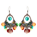 Antique Tone Colorful Shell Sequin Earrings with Reflective Details view 5