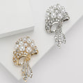 Pearl Bouquet Rhinestone Ribbon Brooch Silver Gold Tones view 1